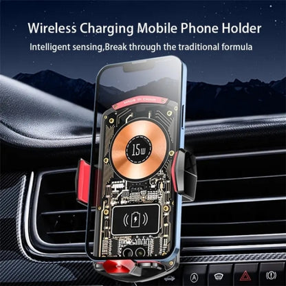 A6 Car Automatic Clamping Phone Holder 15W Magnetic Wireless Charger(Black) - Car Charger by PMC Jewellery | Online Shopping South Africa | PMC Jewellery