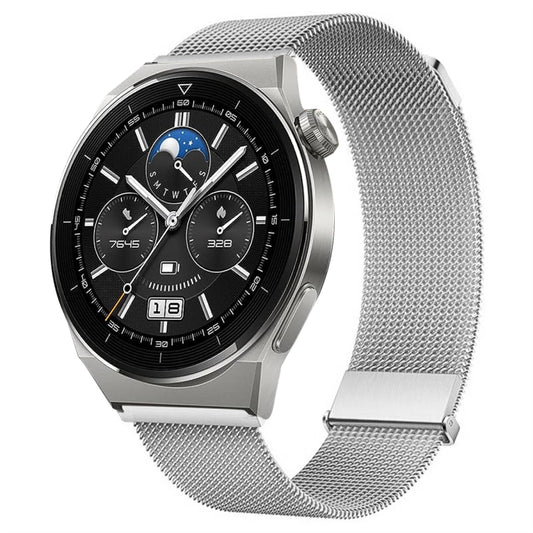 For Huawei Watch GT3 Pro 46mm Milan Double Magnetic Steel Mesh Watch Band(Silver) - Watch Bands by PMC Jewellery | Online Shopping South Africa | PMC Jewellery