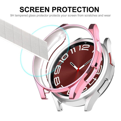 For Samsung Galaxy Watch6 Classic 43mm ENKAY Hat-Prince Electroplated Soft TPU Case + 0.2mm 9H Glass Screen Protector(Rose Gold) - Watch Cases by ENKAY | Online Shopping South Africa | PMC Jewellery