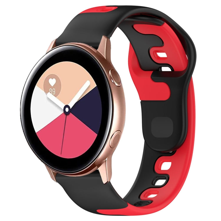 For Samsung Galaxy Watch Active 20mm Double Color Silicone Watch Band(Black+Red) - Watch Bands by PMC TechLife | Online Shopping South Africa | PMC TechLife