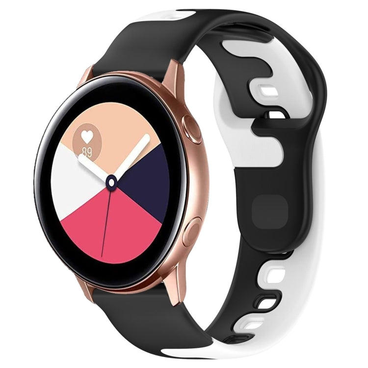 For Samsung Galaxy Watch Active 20mm Double Color Silicone Watch Band(Black+White) - Watch Bands by PMC TechLife | Online Shopping South Africa | PMC TechLife