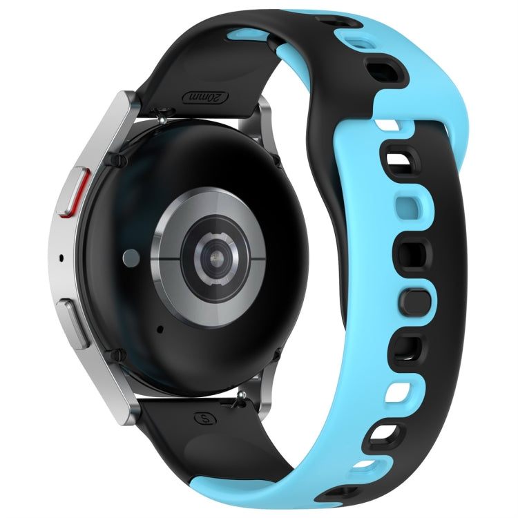 For Samsung Galaxy Watch Active 20mm Double Color Silicone Watch Band(Black+Blue) - Watch Bands by PMC TechLife | Online Shopping South Africa | PMC TechLife
