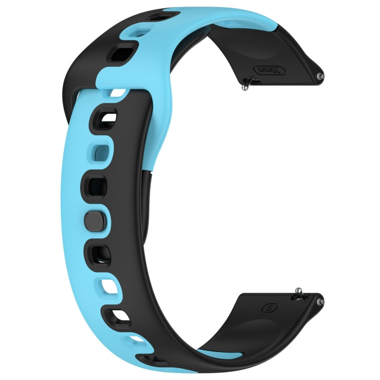 For Samsung Galaxy Watch Active 20mm Double Color Silicone Watch Band(Black+Blue) - Watch Bands by PMC TechLife | Online Shopping South Africa | PMC TechLife