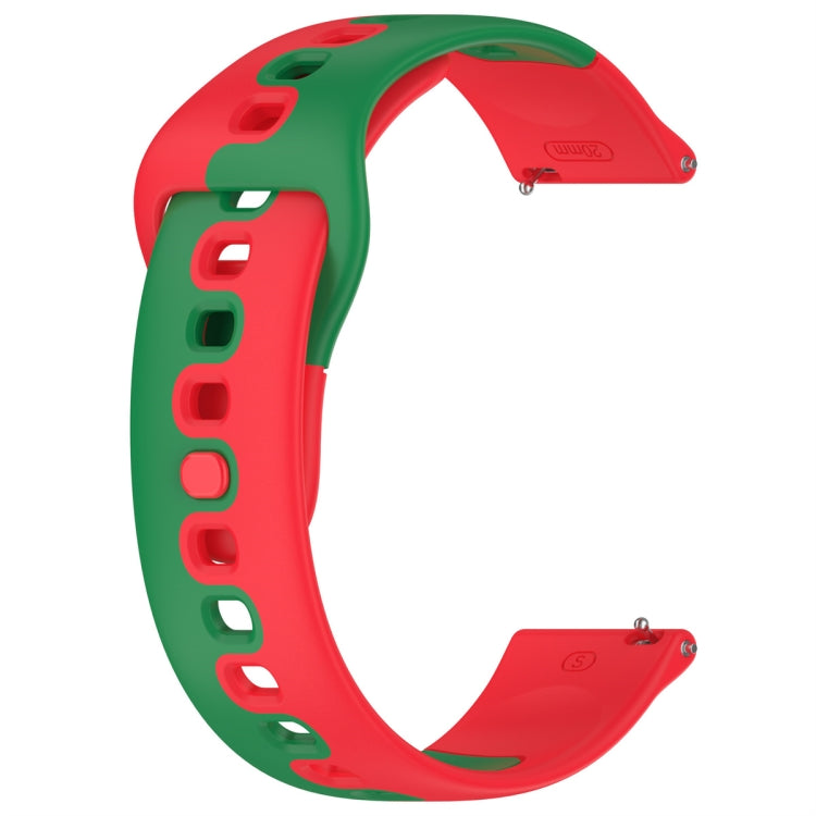 For Samsung Galaxy Watch Active 20mm Double Color Silicone Watch Band(Red+Green) - Watch Bands by PMC TechLife | Online Shopping South Africa | PMC TechLife