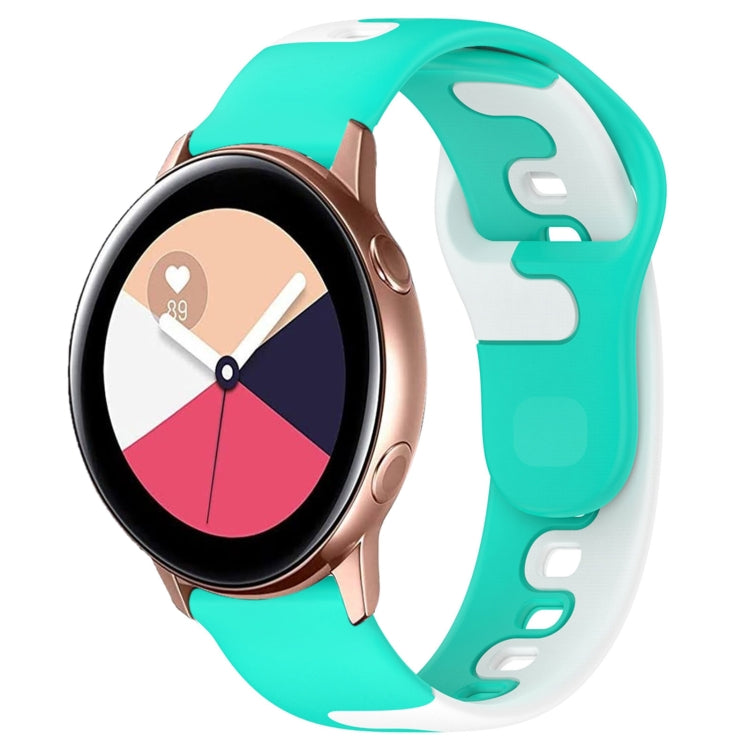 For Samsung Galaxy Watch Active 20mm Double Color Silicone Watch Band(Cyan+White) - Watch Bands by PMC TechLife | Online Shopping South Africa | PMC TechLife