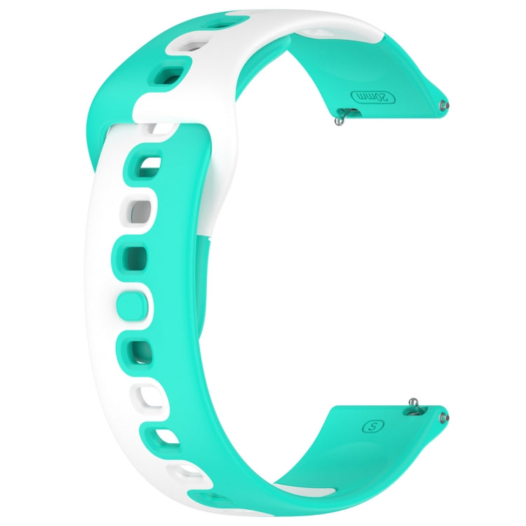 For Samsung Galaxy Watch Active 20mm Double Color Silicone Watch Band(Cyan+White) - Watch Bands by PMC TechLife | Online Shopping South Africa | PMC TechLife