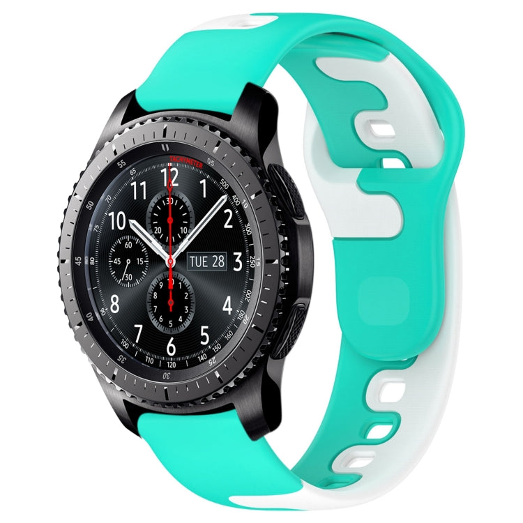 For Samsung Gear S3 Classic / Frontier 22mm Double Color Silicone Watch Band(Cyan+White) - Watch Bands by PMC TechLife | Online Shopping South Africa | PMC TechLife