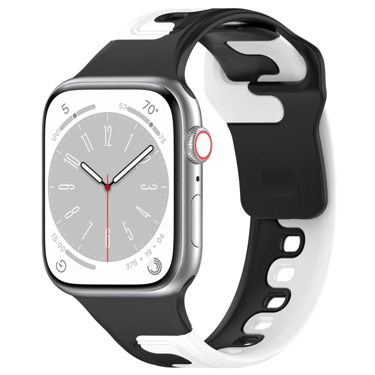 For Apple Watch 8 41mm Double Color Silicone Watch Band(Black+White) - Watch Bands by PMC TechLife | Online Shopping South Africa | PMC TechLife