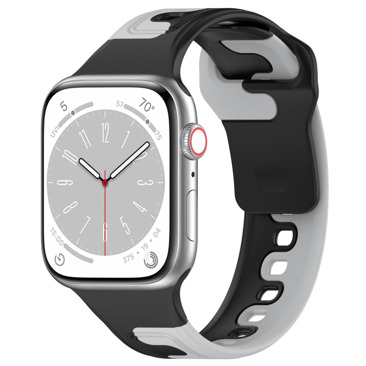 For Apple Watch 8 41mm Double Color Silicone Watch Band(Black+Grey) - Watch Bands by PMC TechLife | Online Shopping South Africa | PMC TechLife