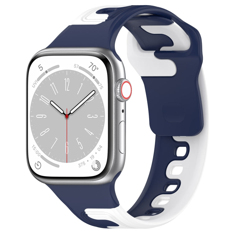 For Apple Watch SE 2022 44mm Double Color Silicone Watch Band(Blue+White) - Watch Bands by PMC TechLife | Online Shopping South Africa | PMC TechLife