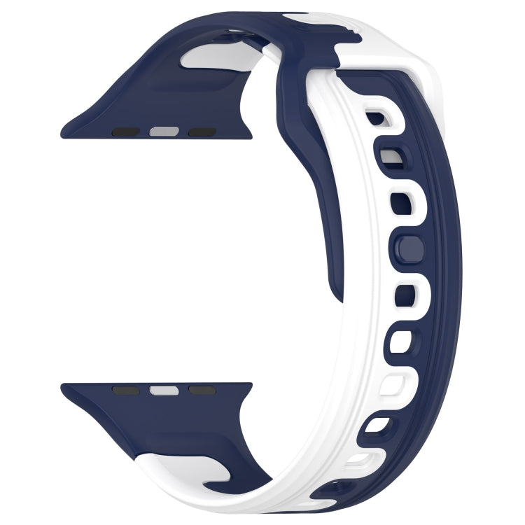 For Apple Watch SE 2022 44mm Double Color Silicone Watch Band(Blue+White) - Watch Bands by PMC TechLife | Online Shopping South Africa | PMC TechLife