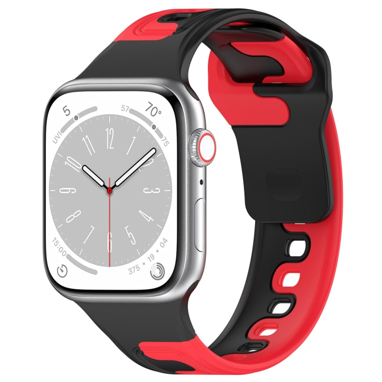 For Apple Watch SE 44mm Double Color Silicone Watch Band(Black+Red) - free shipping - PMC TechLife - Order now!