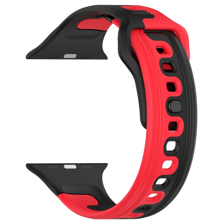 For Apple Watch SE 44mm Double Color Silicone Watch Band(Black+Red) - free shipping - PMC TechLife - Order now!