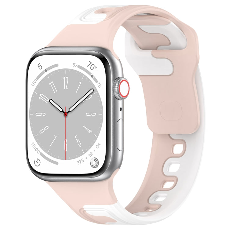 For Apple Watch 6 44mm Double Color Silicone Watch Band(Pink+White) - Watch Bands by PMC TechLife | Online Shopping South Africa | PMC TechLife