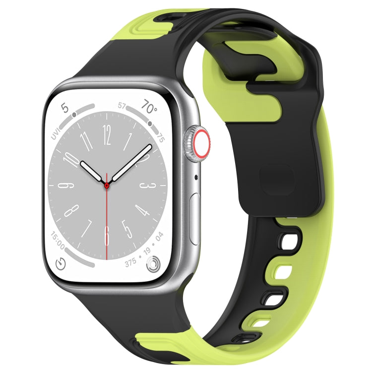 For Apple Watch 5 44mm Double Color Silicone Watch Band(Black+Green) - Watch Bands by PMC TechLife | Online Shopping South Africa | PMC TechLife