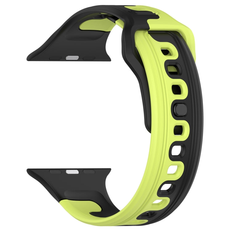 For Apple Watch 5 44mm Double Color Silicone Watch Band(Black+Green) - Watch Bands by PMC TechLife | Online Shopping South Africa | PMC TechLife