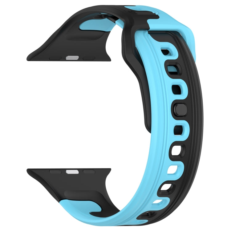 For Apple Watch 4 44mm Double Color Silicone Watch Band(Black+Blue) - Watch Bands by PMC TechLife | Online Shopping South Africa | PMC TechLife