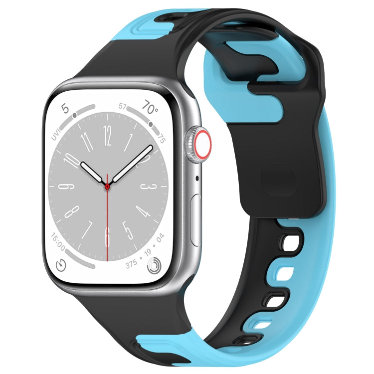 For Apple Watch 4 40mm Double Color Silicone Watch Band(Black+Blue) - Watch Bands by PMC TechLife | Online Shopping South Africa | PMC TechLife