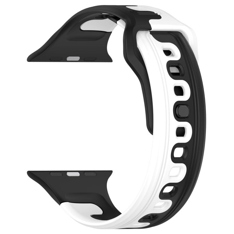 For Apple Watch 3 38mm Double Color Silicone Watch Band(Black+White) - Watch Bands by PMC TechLife | Online Shopping South Africa | PMC TechLife