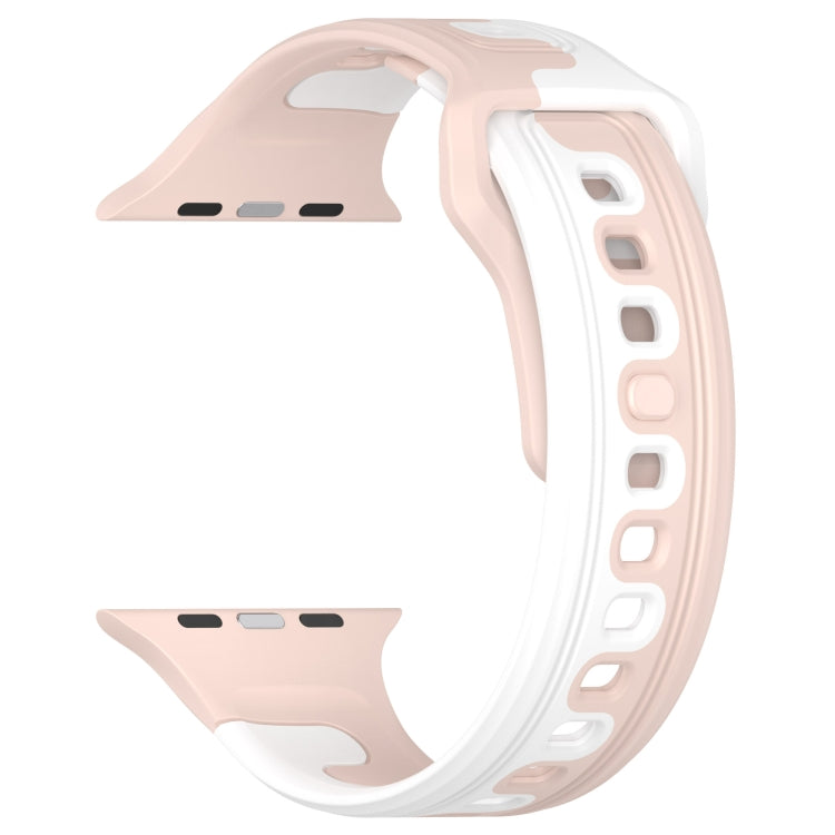 For Apple Watch 2 42mm Double Color Silicone Watch Band(Pink+White) - Watch Bands by PMC TechLife | Online Shopping South Africa | PMC TechLife