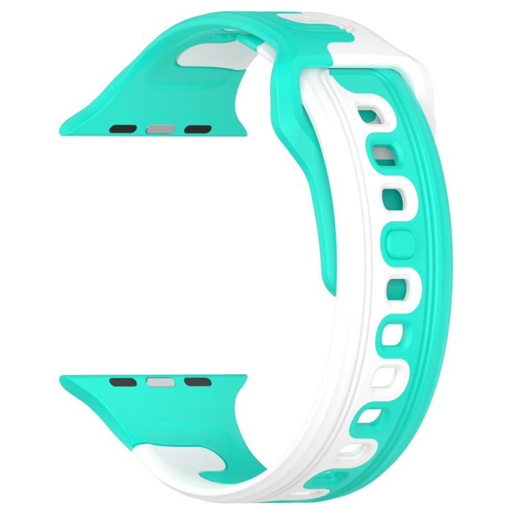 For Apple Watch 2 38mm Double Color Silicone Watch Band(Cyan+White) - Watch Bands by PMC TechLife | Online Shopping South Africa | PMC TechLife