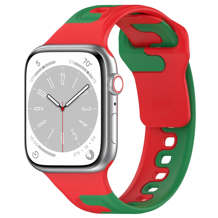 For Apple Watch 38mm Double Color Silicone Watch Band(Red+Green) - Watch Bands by PMC TechLife | Online Shopping South Africa | PMC TechLife