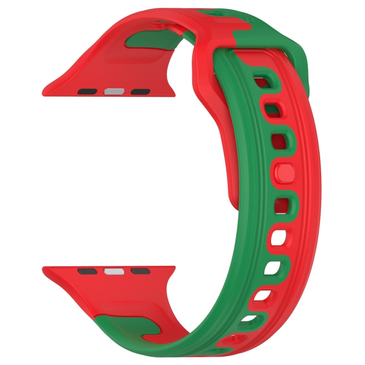 For Apple Watch 38mm Double Color Silicone Watch Band(Red+Green) - Watch Bands by PMC TechLife | Online Shopping South Africa | PMC TechLife