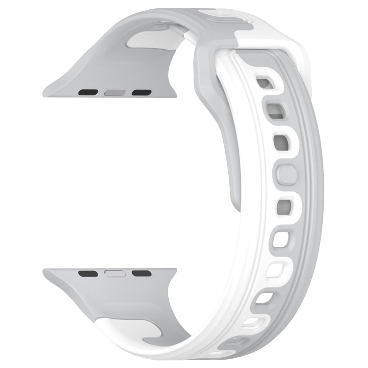 For Apple Watch 38mm Double Color Silicone Watch Band(Grey+White) - Watch Bands by PMC TechLife | Online Shopping South Africa | PMC TechLife