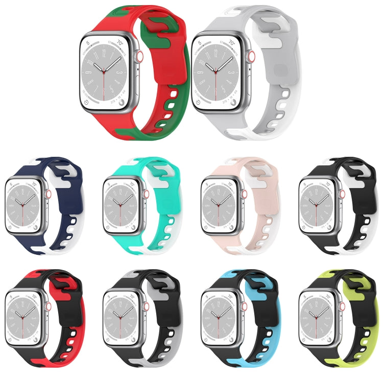 For Apple Watch 42mm Double Color Silicone Watch Band(Black+Green) - Watch Bands by PMC TechLife | Online Shopping South Africa | PMC TechLife