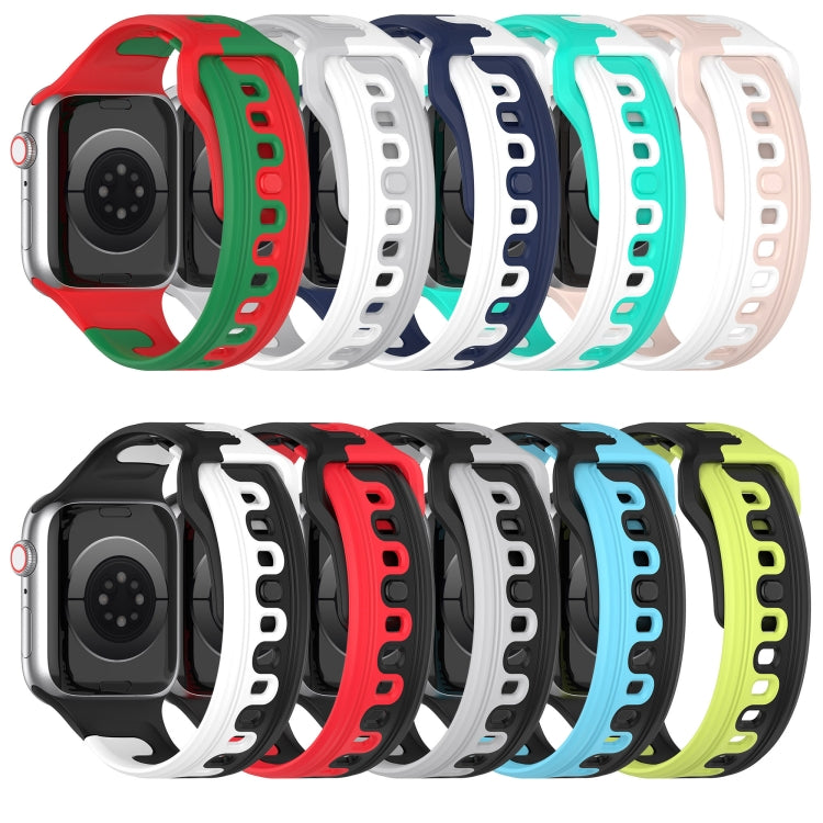 For Apple Watch 5 40mm Double Color Silicone Watch Band(Cyan+White) - Watch Bands by PMC TechLife | Online Shopping South Africa | PMC TechLife