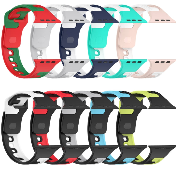 For Apple Watch 8 41mm Double Color Silicone Watch Band(Grey+White) - Watch Bands by PMC TechLife | Online Shopping South Africa | PMC TechLife