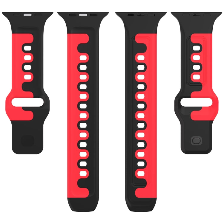 For Apple Watch 38mm Double Color Silicone Watch Band(Black+Blue) - Watch Bands by PMC TechLife | Online Shopping South Africa | PMC TechLife