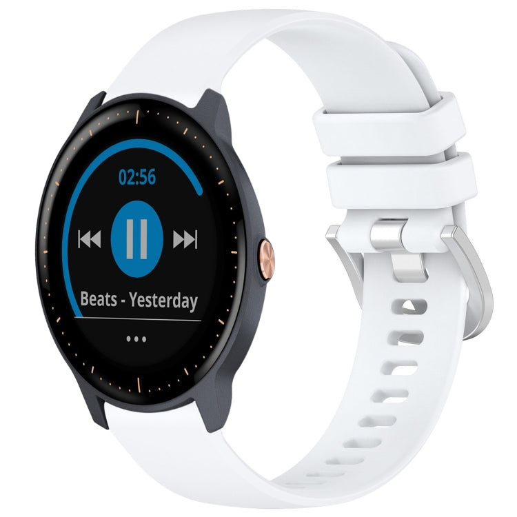 Compatible with Garmin Vivoactive3 / 3 Music Liquid Glossy Silver Buckle Silicone Watch Band(White) - Watch Bands by PMC TechLife | Online Shopping South Africa | PMC TechLife | Buy Now Pay Later Mobicred