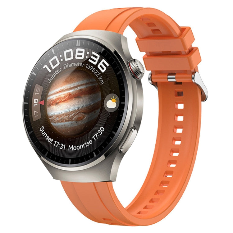 For Huawei Watch 4 Tire Pattern Silver Buckle Silicone Watch Band(Orange) - Watch Bands by PMC TechLife | Online Shopping South Africa | PMC TechLife