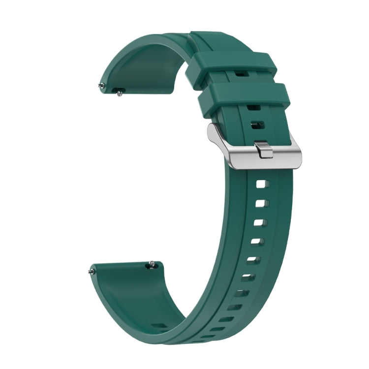 For Huawei Watch 4 Tire Pattern Silver Buckle Silicone Watch Band(Dark Green) - Watch Bands by PMC TechLife | Online Shopping South Africa | PMC TechLife