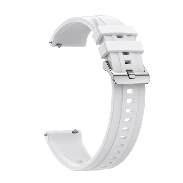 For Huawei Watch3 Pro New / GT Runner Tire Pattern Silver Buckle Silicone Watch Band(White) - Watch Bands by PMC TechLife | Online Shopping South Africa | PMC TechLife