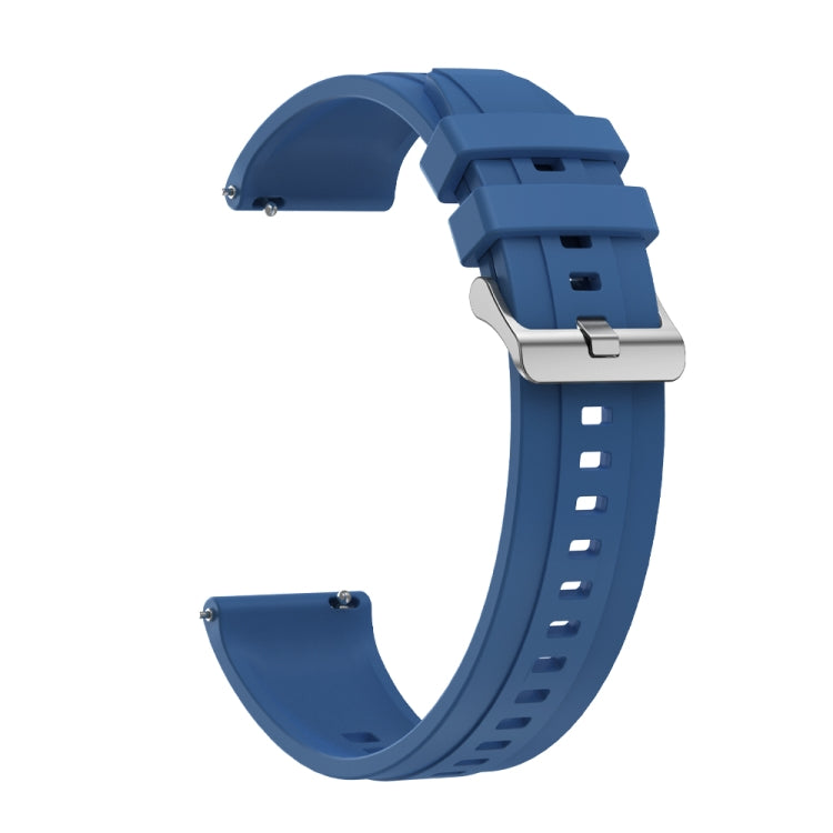 For Huawei Watch GT 42mm / 46mm Tire Pattern Silver Buckle Silicone Watch Band(Blue) - Watch Bands by PMC TechLife | Online Shopping South Africa | PMC TechLife