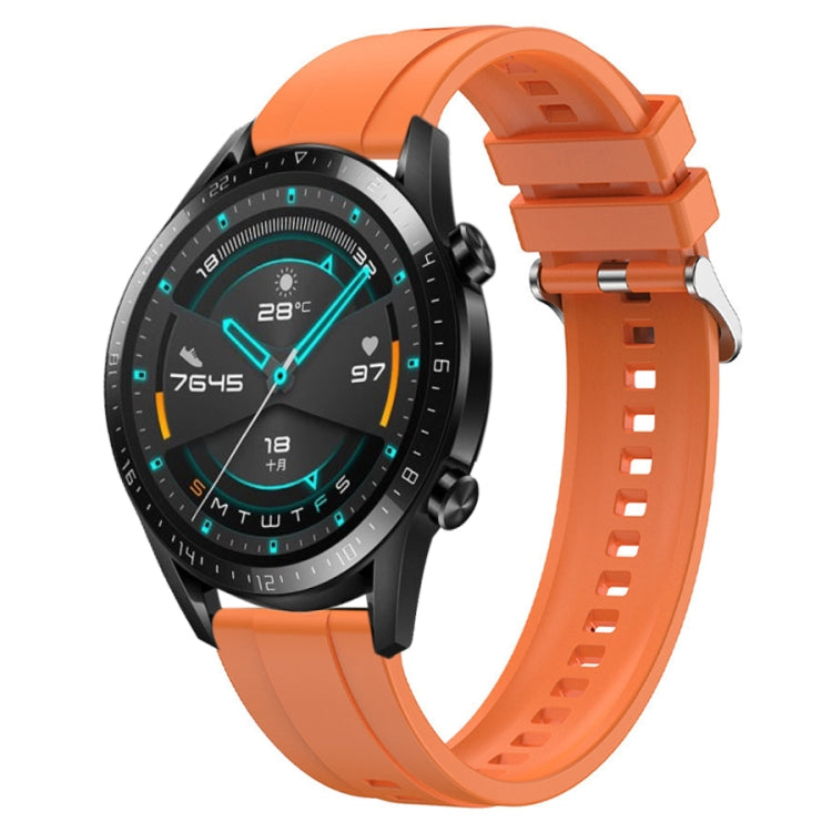 For Huawei Watch GT 42mm / 46mm Tire Pattern Silver Buckle Silicone Watch Band(Orange) - Watch Bands by PMC TechLife | Online Shopping South Africa | PMC TechLife
