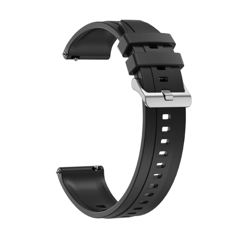 For Huawei Watch GT 42mm / 46mm Tire Pattern Silver Buckle Silicone Watch Band(Black) - Watch Bands by PMC TechLife | Online Shopping South Africa | PMC TechLife