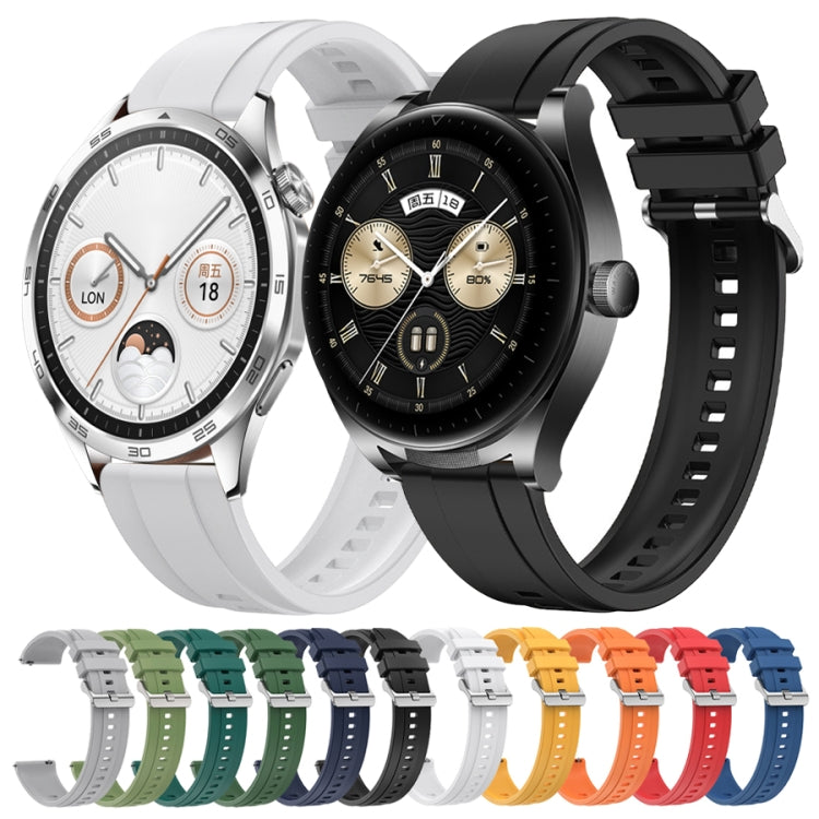 For Huawei Watch 3 / 3 Pro Tire Pattern Silver Buckle Silicone Watch Band(White) - Watch Bands by PMC TechLife | Online Shopping South Africa | PMC TechLife