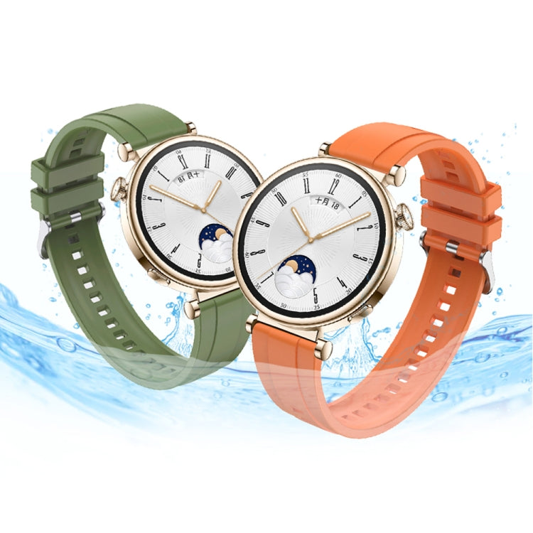 For Huawei Watch 3 / 3 Pro Tire Pattern Silver Buckle Silicone Watch Band(Orange) - Watch Bands by PMC TechLife | Online Shopping South Africa | PMC TechLife