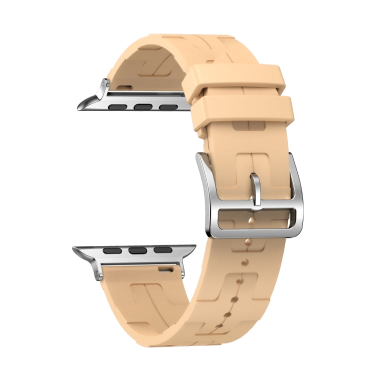 For Apple Watch Series 9 45mm H Texture Soft Silicone Buckle Watch Band(Light Yellow) - free shipping - PMC TechLife - Order now!