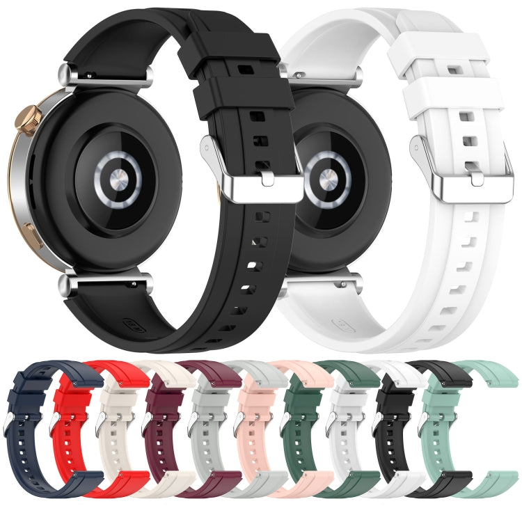 For Huawei Watch GT4 41mm Official Steps Style Silver Buckle Silicone Watch Band(White) - Watch Bands by PMC TechLife | Online Shopping South Africa | PMC TechLife
