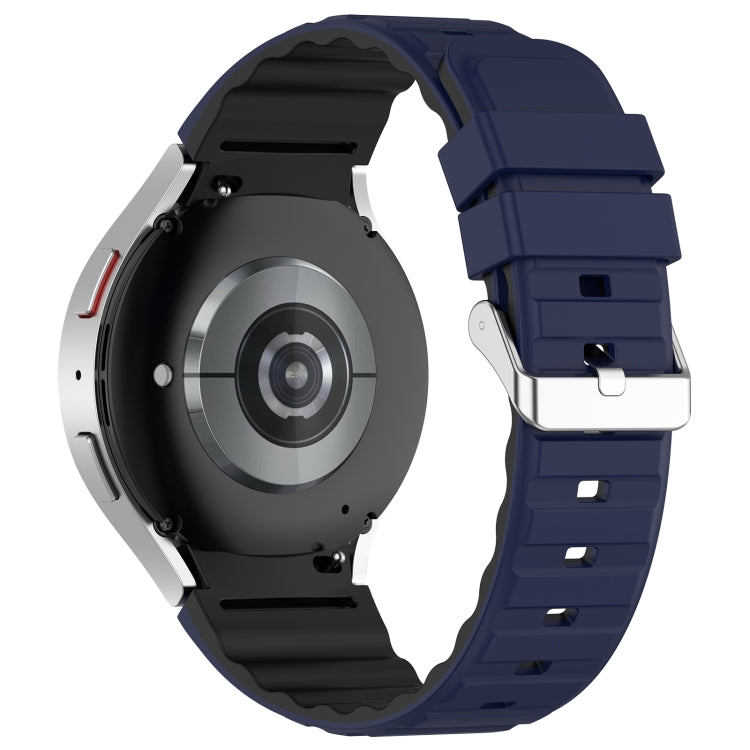 For Samsung Galaxy Watch 6 Classic Two Color Horizontal Silicone Watch Band(Blue Black) - Watch Bands by PMC TechLife | Online Shopping South Africa | PMC TechLife