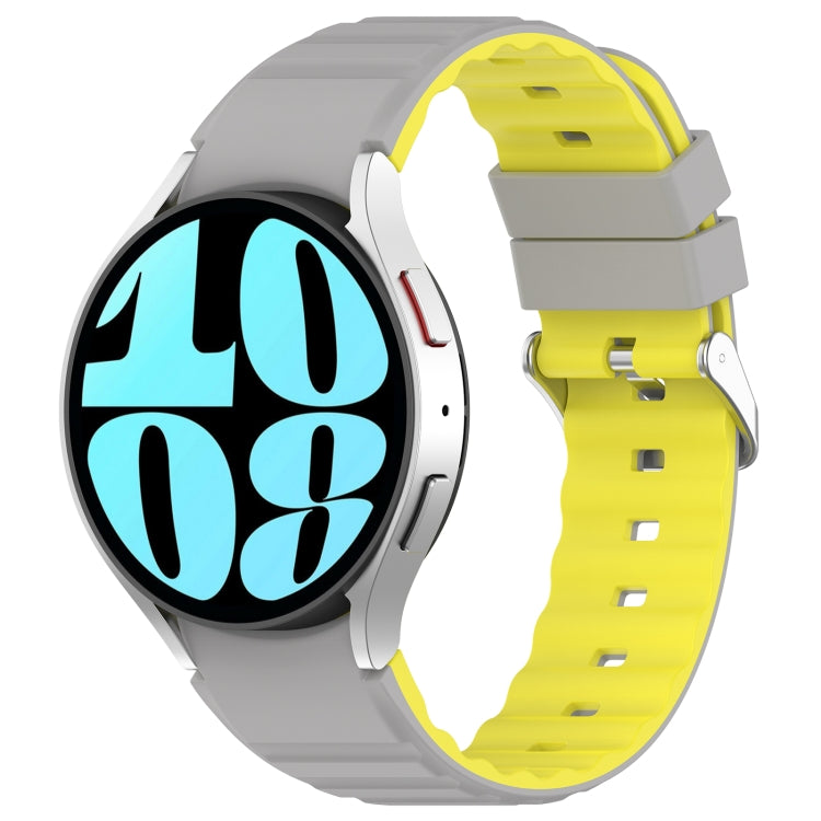 For Samsung Galaxy Watch 6 Two Color Horizontal Silicone Watch Band(Grey Yellow) - Watch Bands by PMC TechLife | Online Shopping South Africa | PMC TechLife