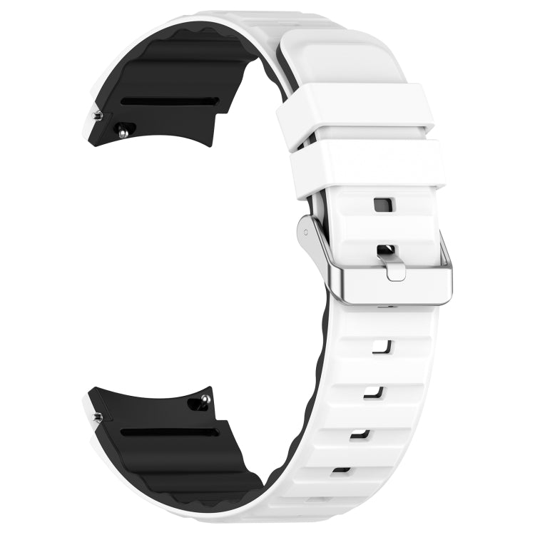 For Samsung Galaxy Watch 5 Two Color Horizontal Silicone Watch Band(White Black) - Watch Bands by PMC TechLife | Online Shopping South Africa | PMC TechLife