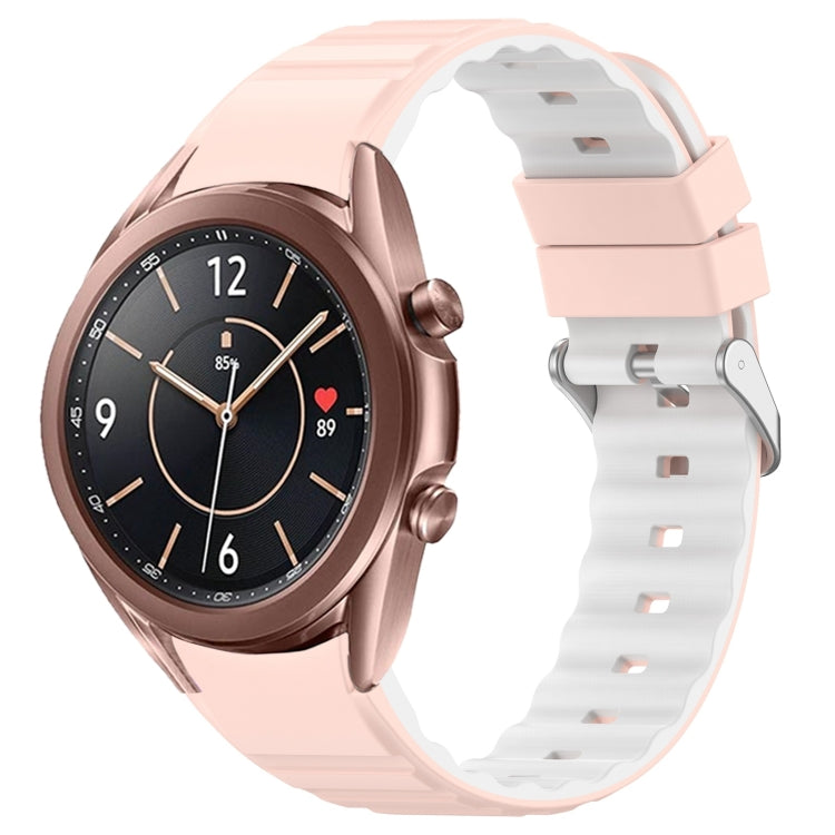For Samsung Galaxy Watch 3 41mm Two Color Horizontal Silicone Watch Band(Pink White) - Watch Bands by PMC TechLife | Online Shopping South Africa | PMC TechLife