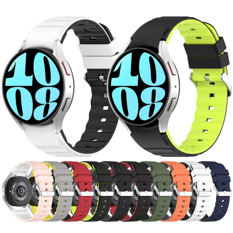 For Samsung Galaxy Watch 5 Two Color Horizontal Silicone Watch Band(Black Green) - Watch Bands by PMC TechLife | Online Shopping South Africa | PMC TechLife