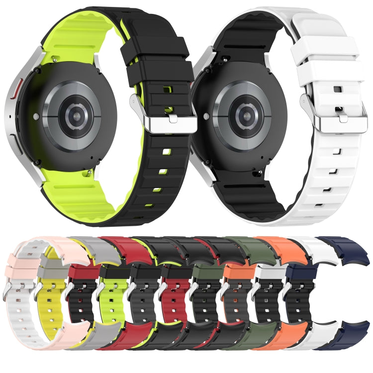 For Samsung Galaxy Watch 5 Two Color Horizontal Silicone Watch Band(White Black) - Watch Bands by PMC TechLife | Online Shopping South Africa | PMC TechLife