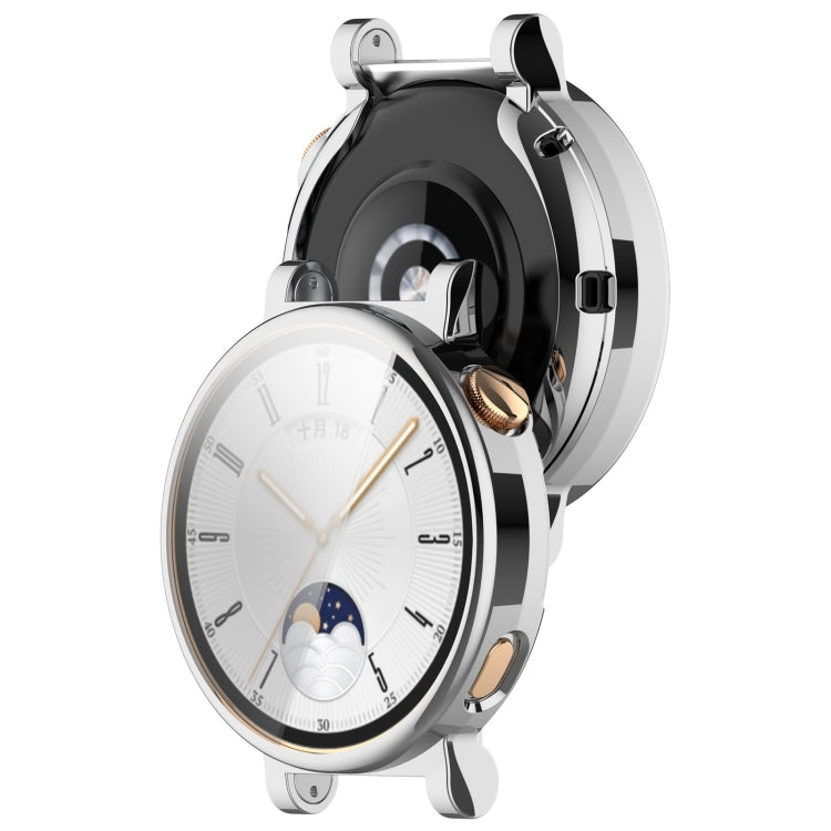 For Huawei Watch GT4 41mm Full Coverage TPU Electroplated Watch Protective Case(Silver) - Watch Cases by PMC Jewellery | Online Shopping South Africa | PMC Jewellery